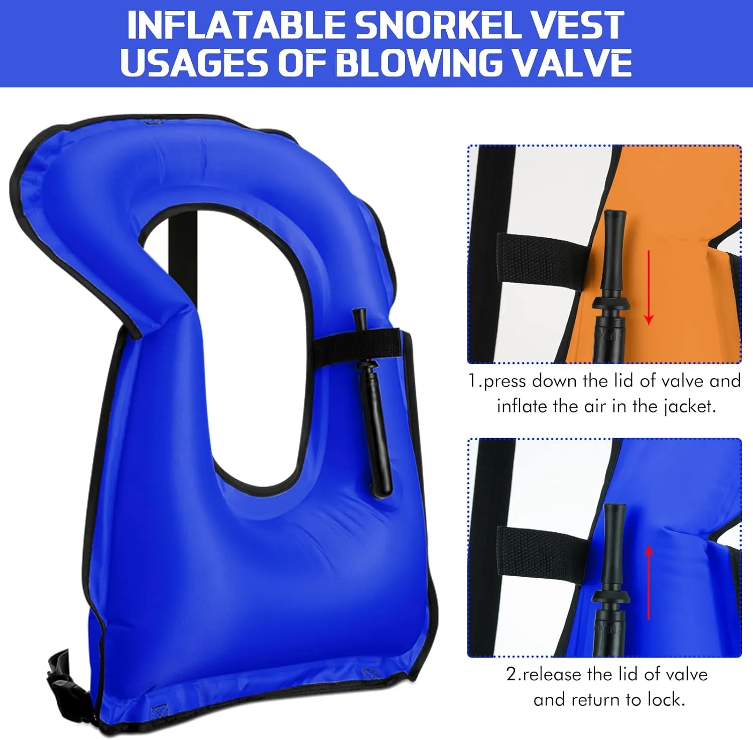 Jerify 4 Pcs Inflatable Snorkel Vest Adults, Portable Swim Vest Jackets, Adjustable Kayaking Jackets Safety Vests for Snorkeling Swimming Diving Surfing