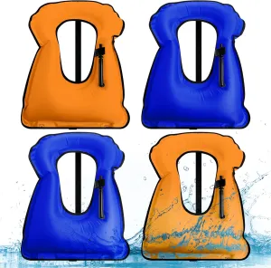 Jerify 4 Pcs Inflatable Snorkel Vest Adults, Portable Swim Vest Jackets, Adjustable Kayaking Jackets Safety Vests for Snorkeling Swimming Diving Surfing