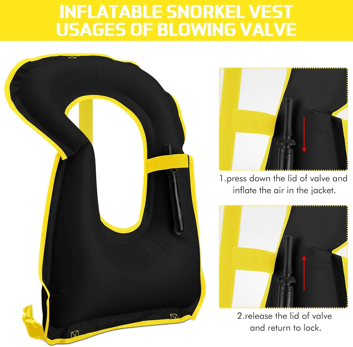 Jerify 4 Pcs Inflatable Snorkel Vest Adults, Portable Swim Vest Jackets, Adjustable Kayaking Jackets Safety Vests for Snorkeling Swimming Diving Surfing