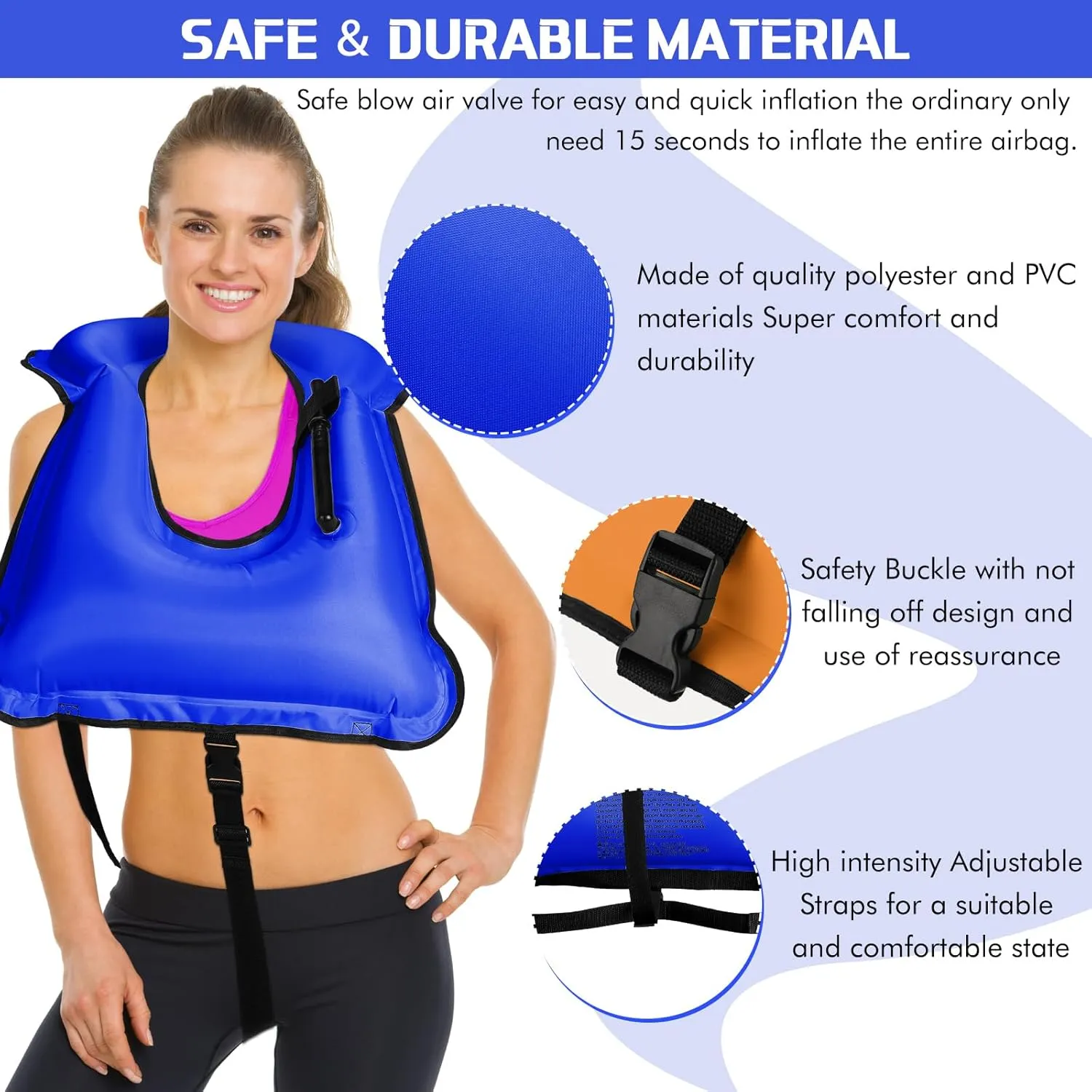 Jerify 4 Pcs Inflatable Snorkel Vest Adults, Portable Swim Vest Jackets, Adjustable Kayaking Jackets Safety Vests for Snorkeling Swimming Diving Surfing