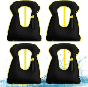 Jerify 4 Pcs Inflatable Snorkel Vest Adults, Portable Swim Vest Jackets, Adjustable Kayaking Jackets Safety Vests for Snorkeling Swimming Diving Surfing