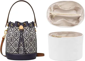Jisinlov Bag Organizer Insert,Purse Inner Suitable for Tory Burch T MONOGRAM Mini Bucket Bag, Waterproof Dupont Paper Surface and Satin Linning(Waterproof-Mini)