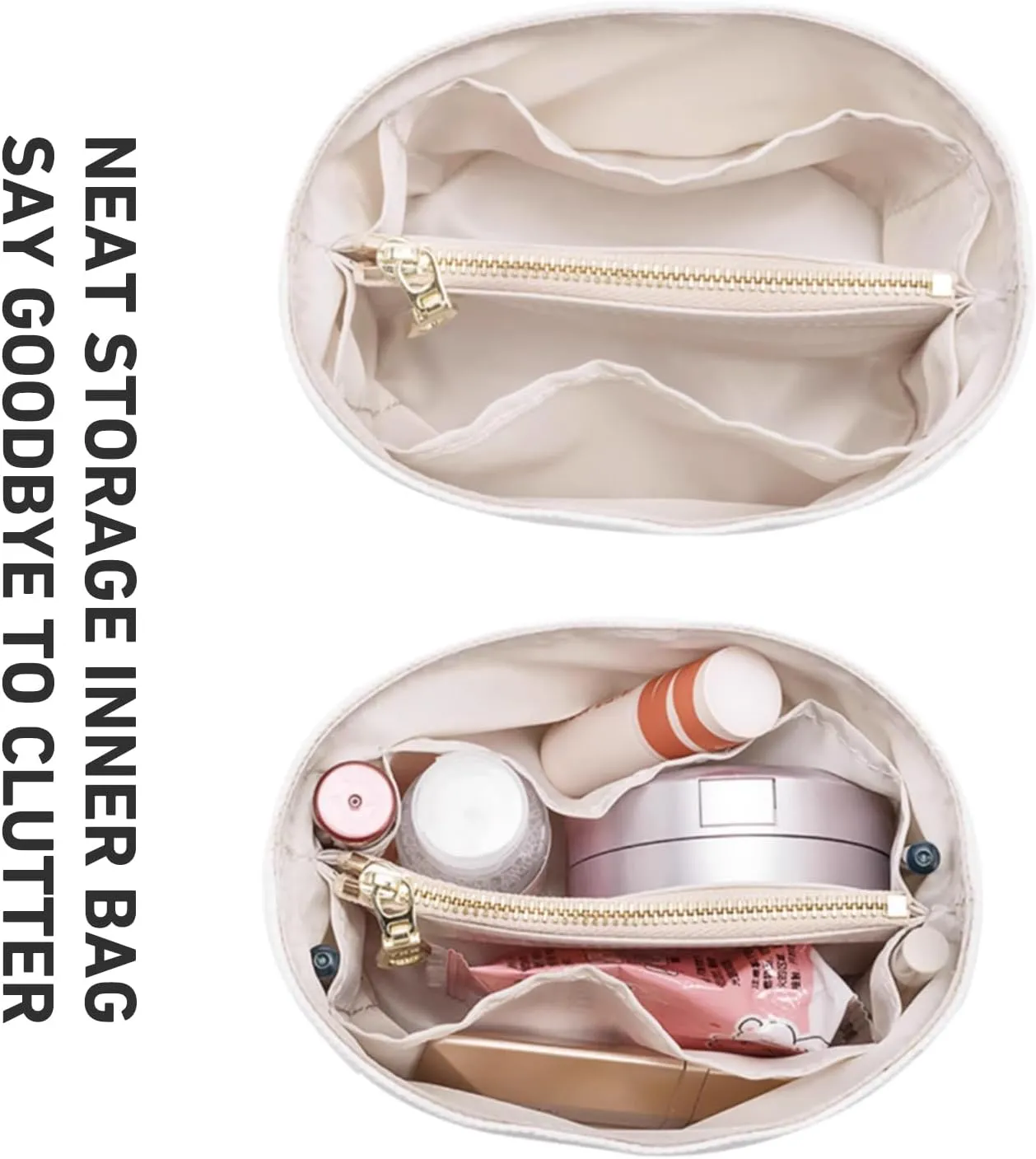 Jisinlov Bag Organizer Insert,Purse Inner Suitable for Tory Burch T MONOGRAM Mini Bucket Bag, Waterproof Dupont Paper Surface and Satin Linning(Waterproof-Mini)