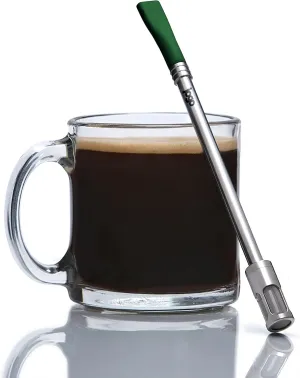 JoGo - The Original Coffee and Tea Brewing Straw - Portable Coffee Maker - Stainless Steel Single Serve Strainer - Filter Function for Hot & Cold Brew - Yerba Mate Straw for Loose Leaf Teas & Coffee
