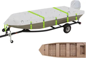 Jon Boat Cover Fit Lowe 1852MT, Lowe 1872, G3 1852 WSOF, 18ft Trailerable 900D Heavy Duty with PU Coating 100% Waterproof & UV-Resistant, [Motor Cover Included]