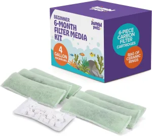JumblPets Beginner 6-Month Filter Supply Set Including a Bag of Ceramic Rings and 6-Piece Carbon Filter Cartridges for 4-Gallon Aquariums