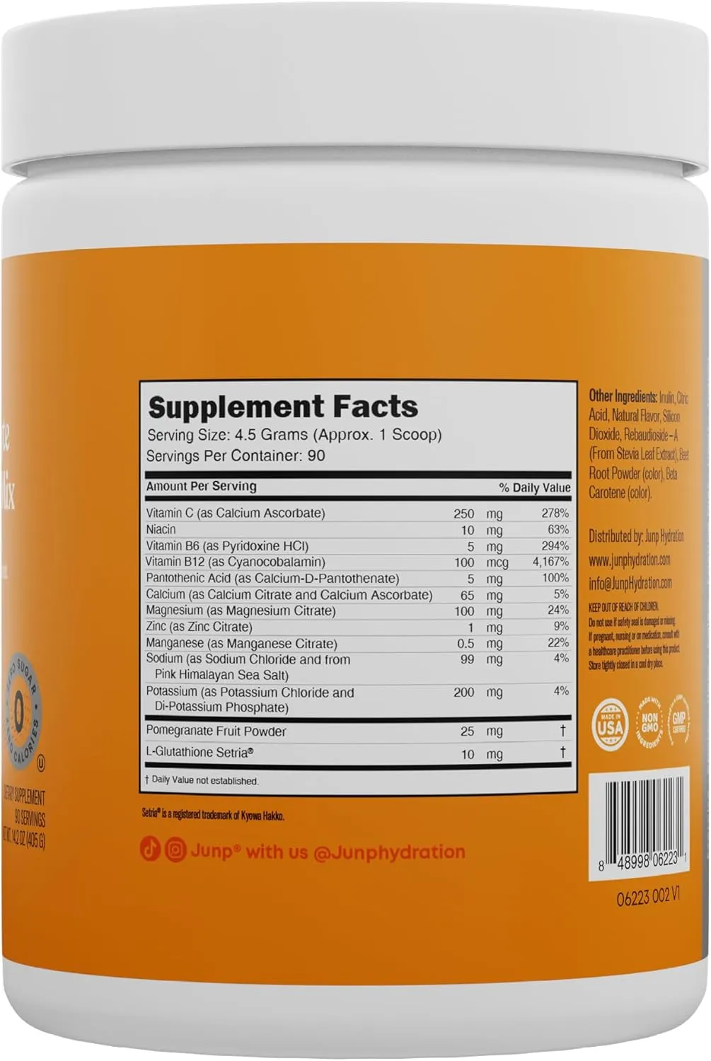 JUNP Electrolytes Powder No Sugar No Carbs, Sweet Tangy Citrus Orange Keto Electrolyte Drink Mix, Potassium & Salt Hydration Powder Electrolytes Zero Calorie Sugar Free Electrolyte Powder, 90 Servings