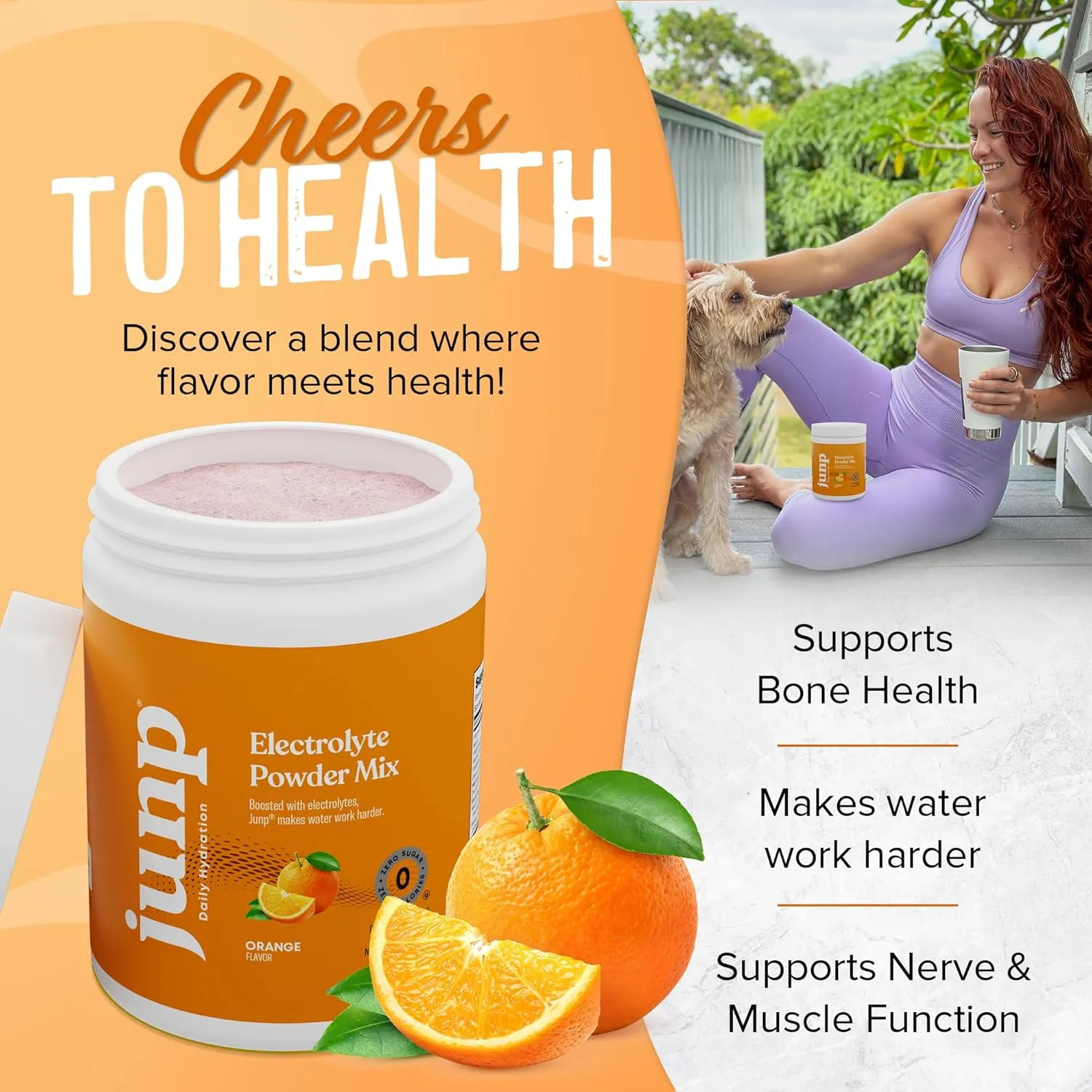 JUNP Electrolytes Powder No Sugar No Carbs, Sweet Tangy Citrus Orange Keto Electrolyte Drink Mix, Potassium & Salt Hydration Powder Electrolytes Zero Calorie Sugar Free Electrolyte Powder, 90 Servings