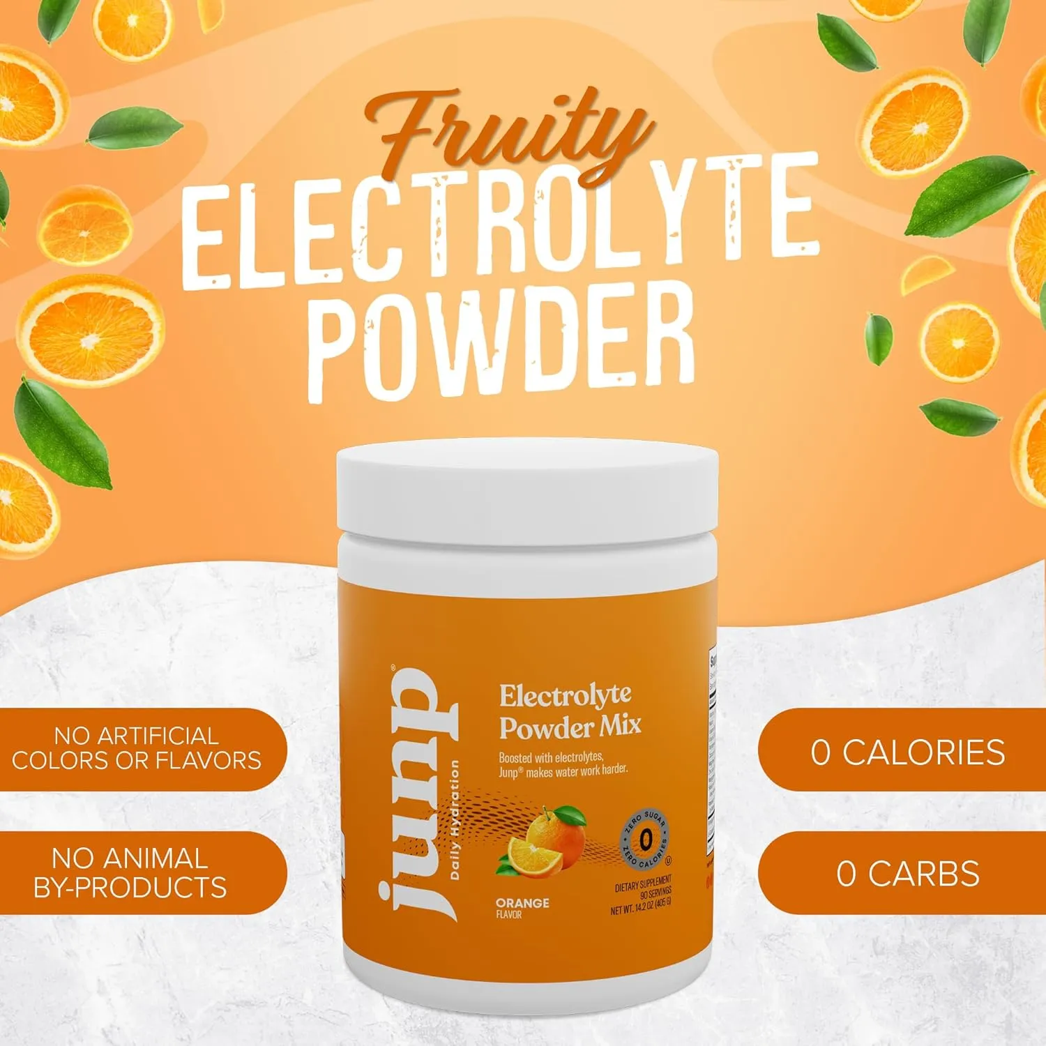 JUNP Electrolytes Powder No Sugar No Carbs, Sweet Tangy Citrus Orange Keto Electrolyte Drink Mix, Potassium & Salt Hydration Powder Electrolytes Zero Calorie Sugar Free Electrolyte Powder, 90 Servings