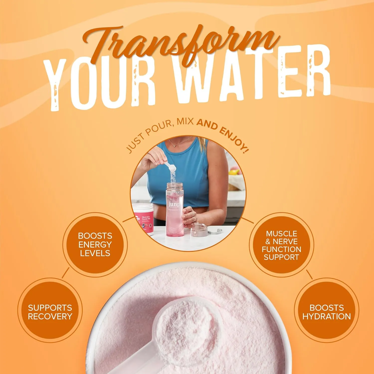 JUNP Electrolytes Powder No Sugar No Carbs, Sweet Tangy Citrus Orange Keto Electrolyte Drink Mix, Potassium & Salt Hydration Powder Electrolytes Zero Calorie Sugar Free Electrolyte Powder, 90 Servings