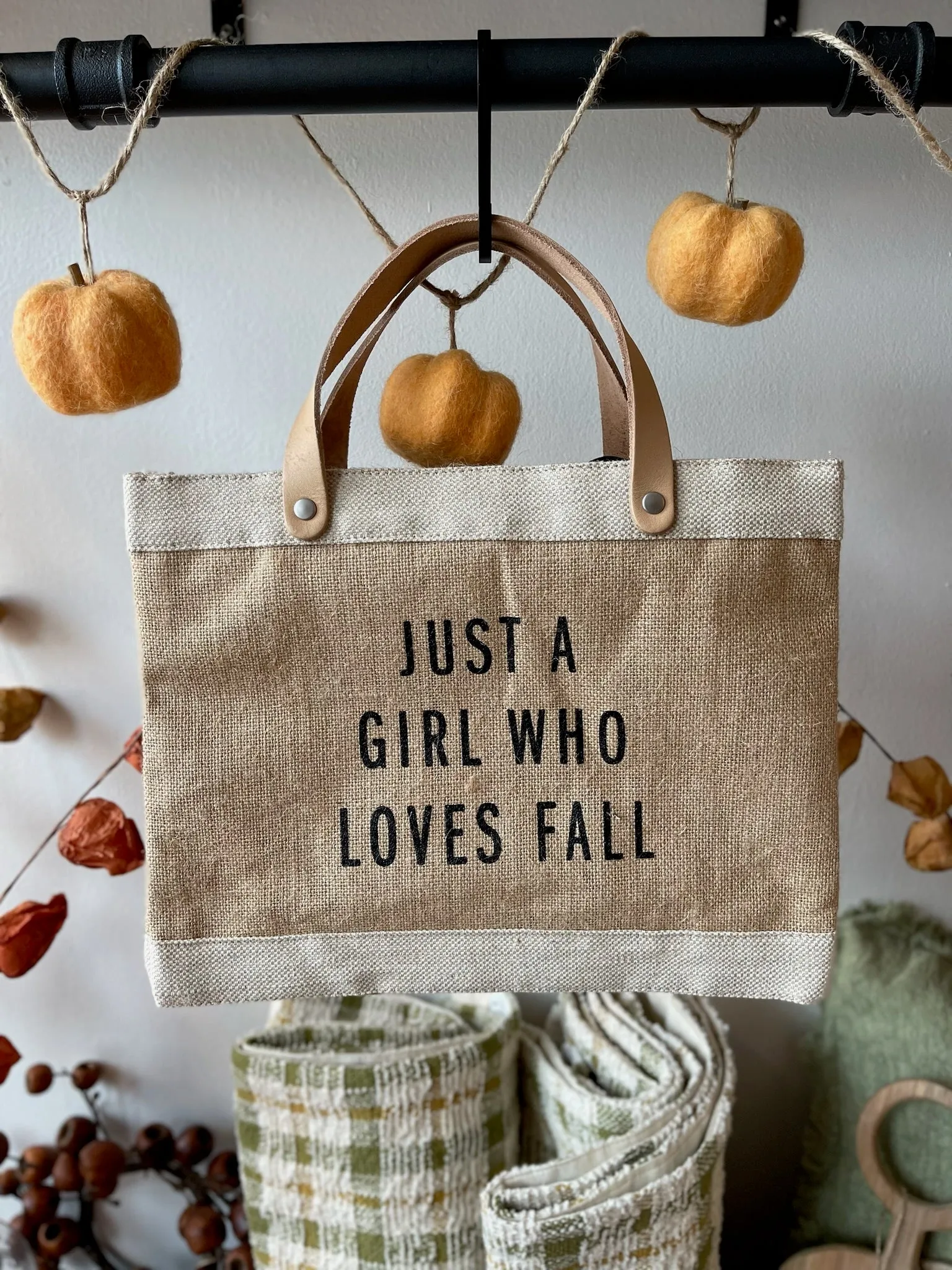 'Just a Girl who Loves Fall' Petite Market Bag