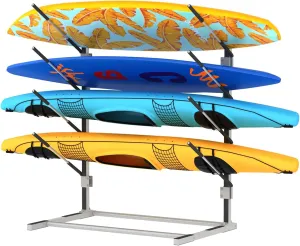 jxgzyy Kayak Storage Rack, Paddle Board Rack, Adjustable Kayak Racks for Outdoor Storage, Freestanding Surfboard Kayak Holder, Kayak Stand for Indoor, Outdoor, Garage, Shed, Dock