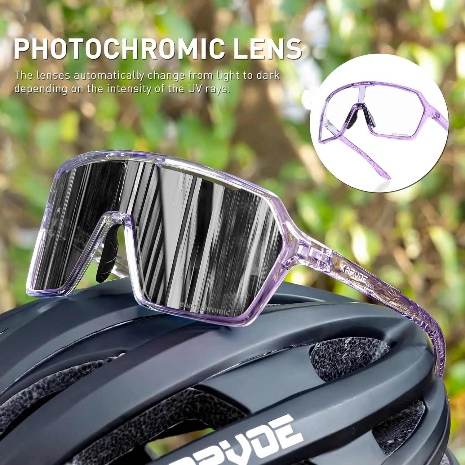 KAPVOE Photochromic Cycling Glasses Men Mountain Bike Glasses Women Clear MTB Sports Sunglasses Bicycle Triathlon Running