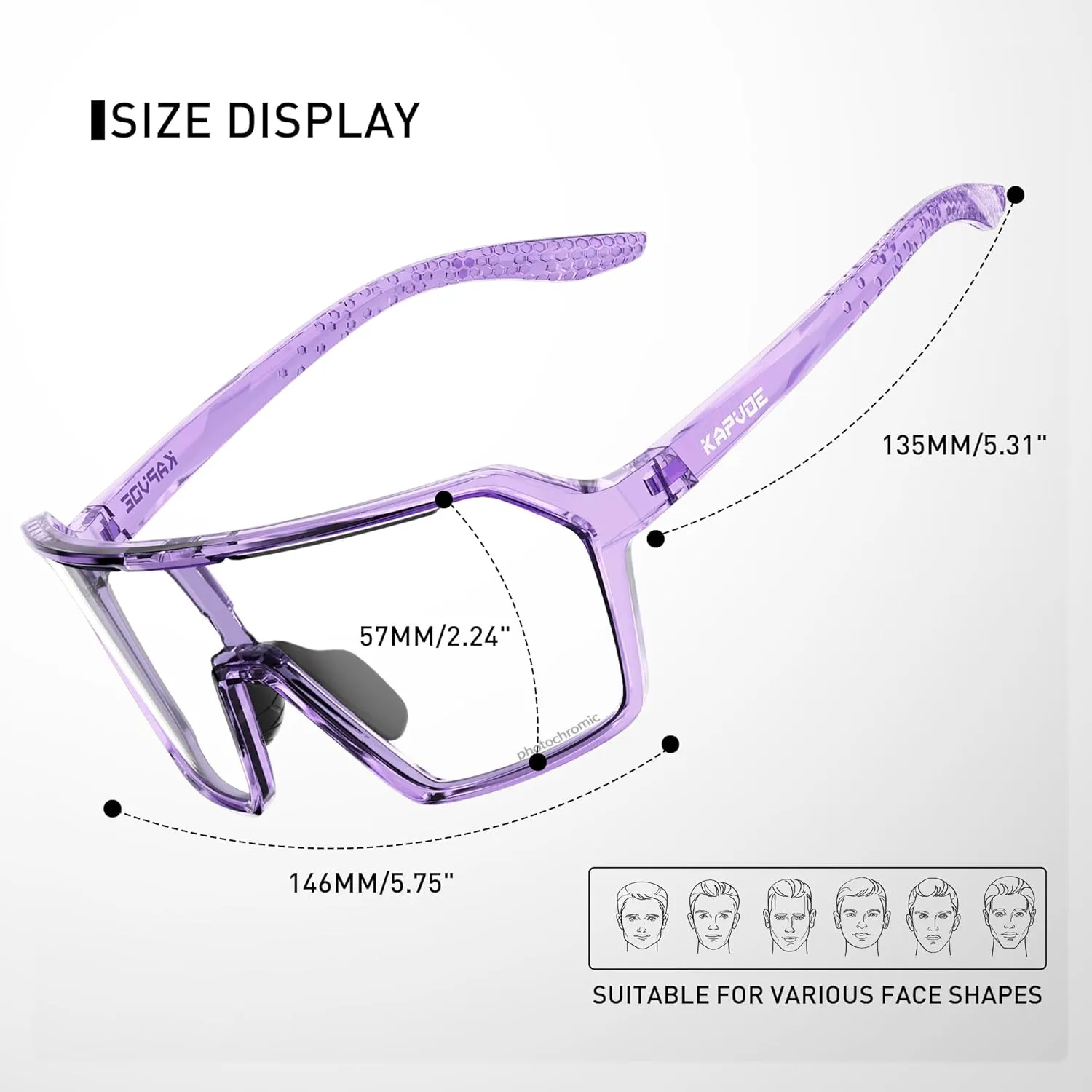 KAPVOE Photochromic Cycling Glasses Men Mountain Bike Glasses Women Clear MTB Sports Sunglasses Bicycle Triathlon Running