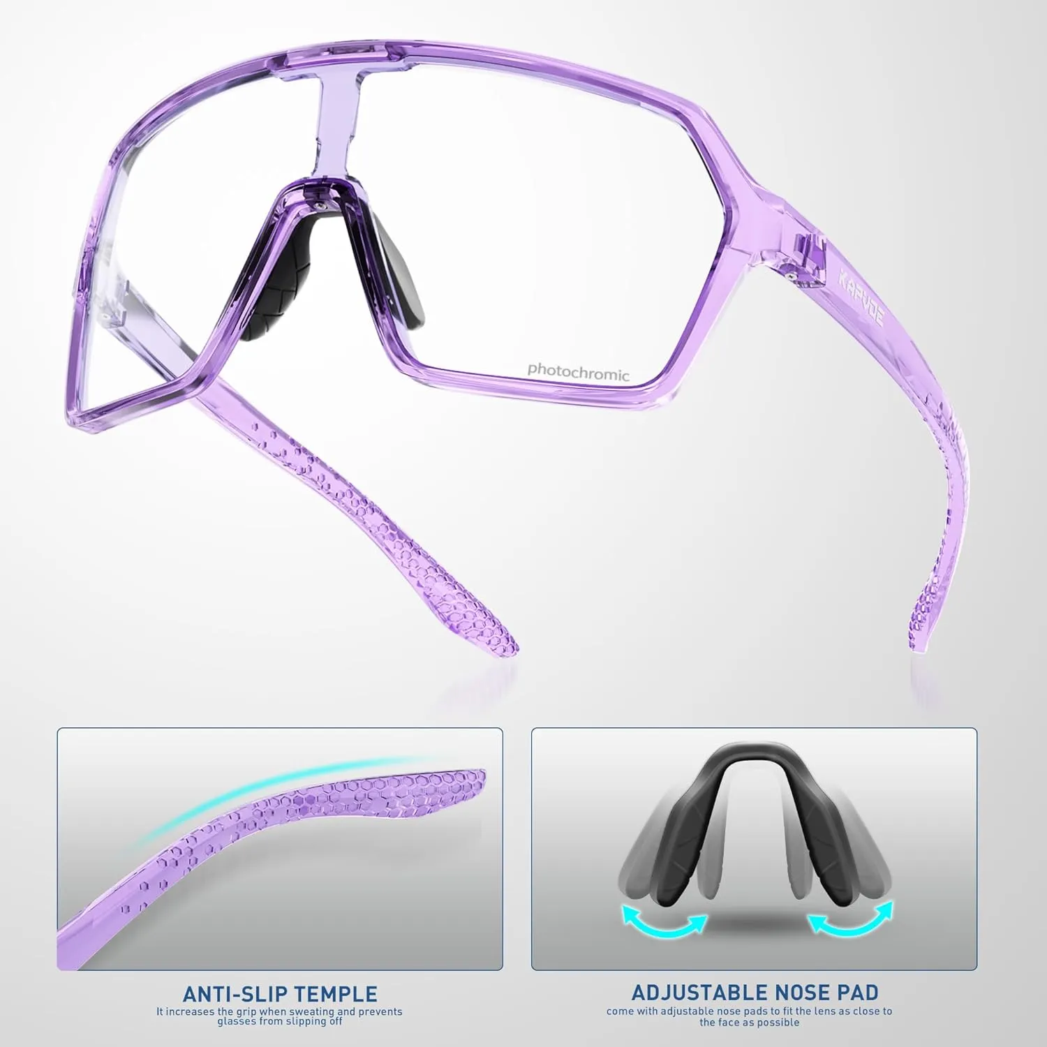 KAPVOE Photochromic Cycling Glasses Men Mountain Bike Glasses Women Clear MTB Sports Sunglasses Bicycle Triathlon Running