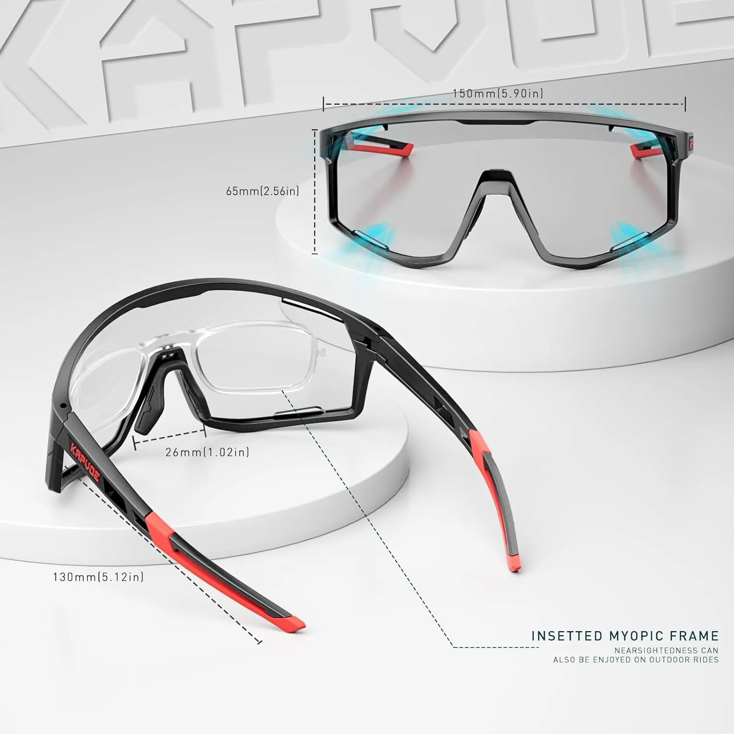 KAPVOE Photochromic Cycling Glasses Men Mountain Bike Sunglasses Women Clear MTB Sports Goggles Bicycle Triathlon K180