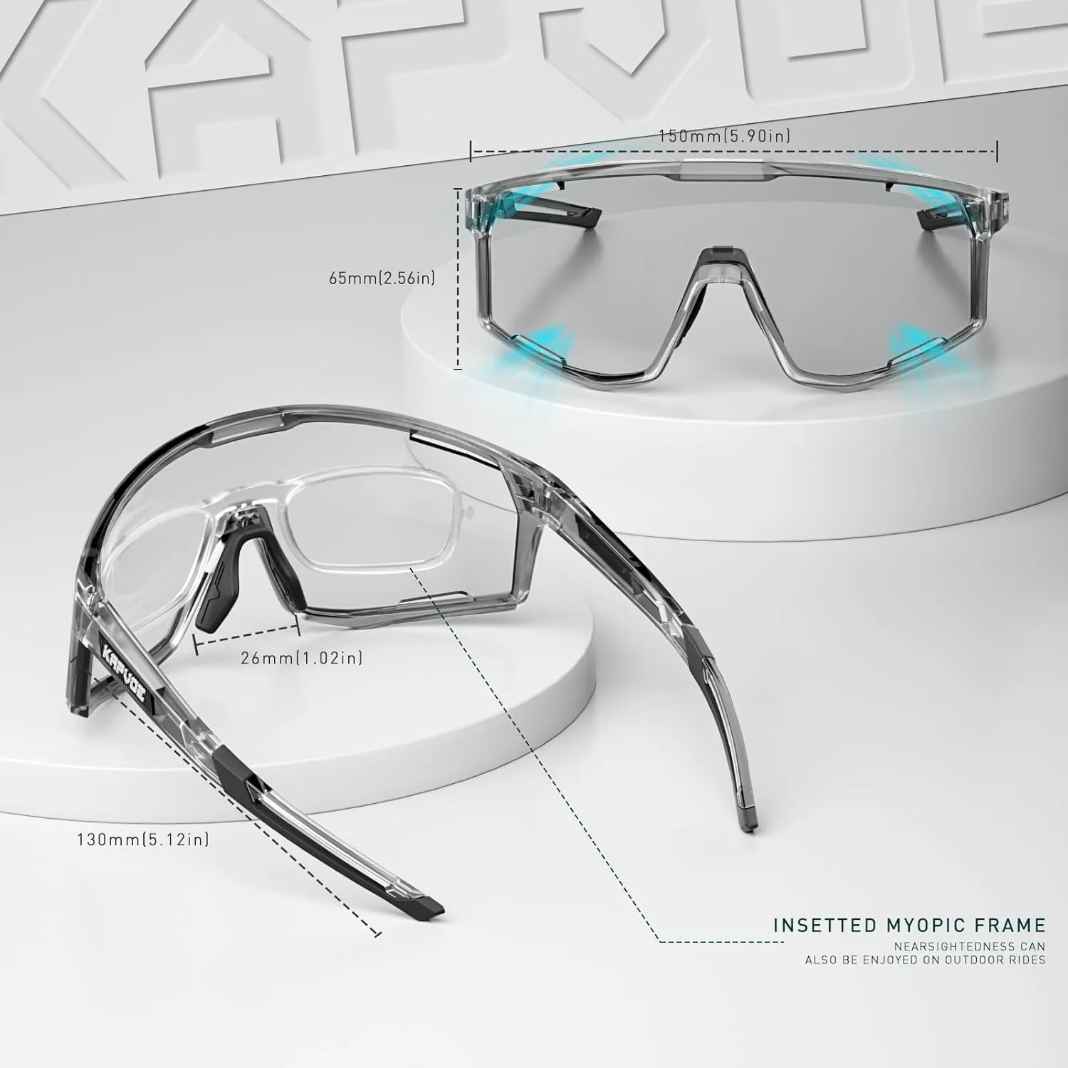 KAPVOE Photochromic Cycling Glasses Men Mountain Bike Sunglasses Women Clear MTB Sports Goggles Bicycle Triathlon K180