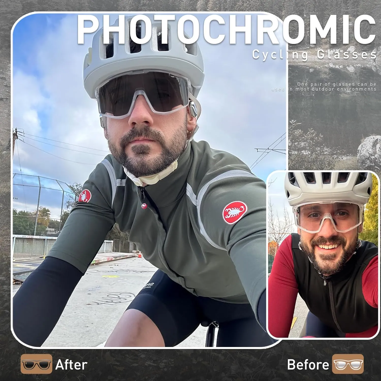 KAPVOE Photochromic Cycling Glasses Men Mountain Bike Sunglasses Women Clear MTB Sports Goggles Bicycle Triathlon K180
