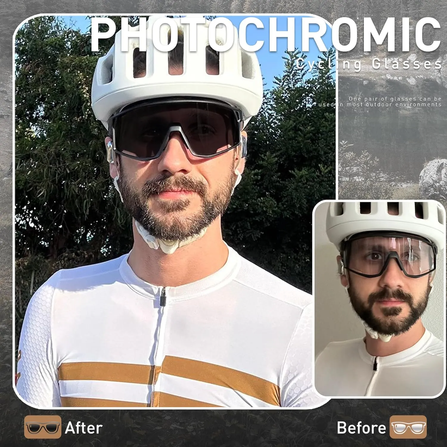 KAPVOE Photochromic Cycling Glasses Men Mountain Bike Sunglasses Women Clear MTB Sports Goggles Bicycle Triathlon K180