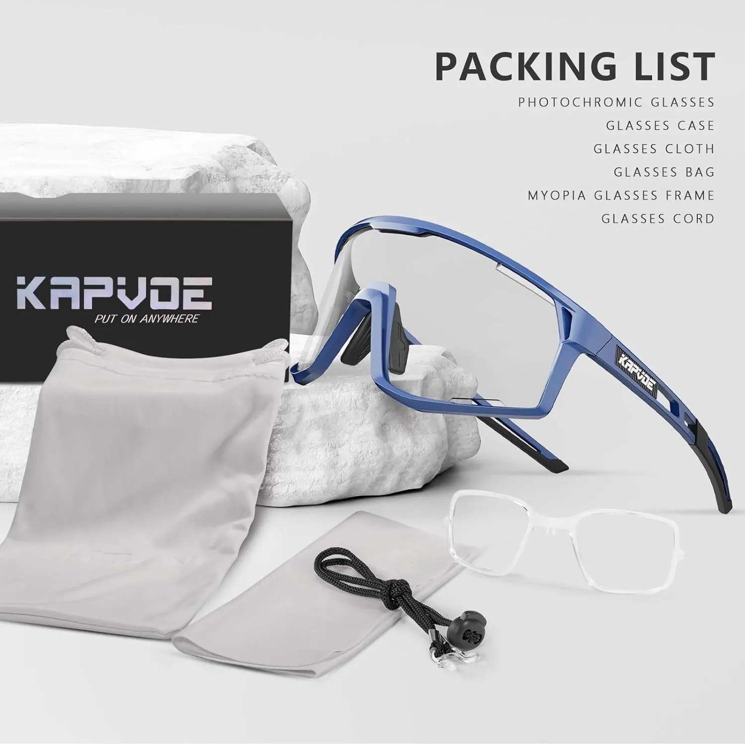 KAPVOE Photochromic Cycling Glasses Men Mountain Bike Sunglasses Women Clear MTB Sports Goggles Bicycle Triathlon K180