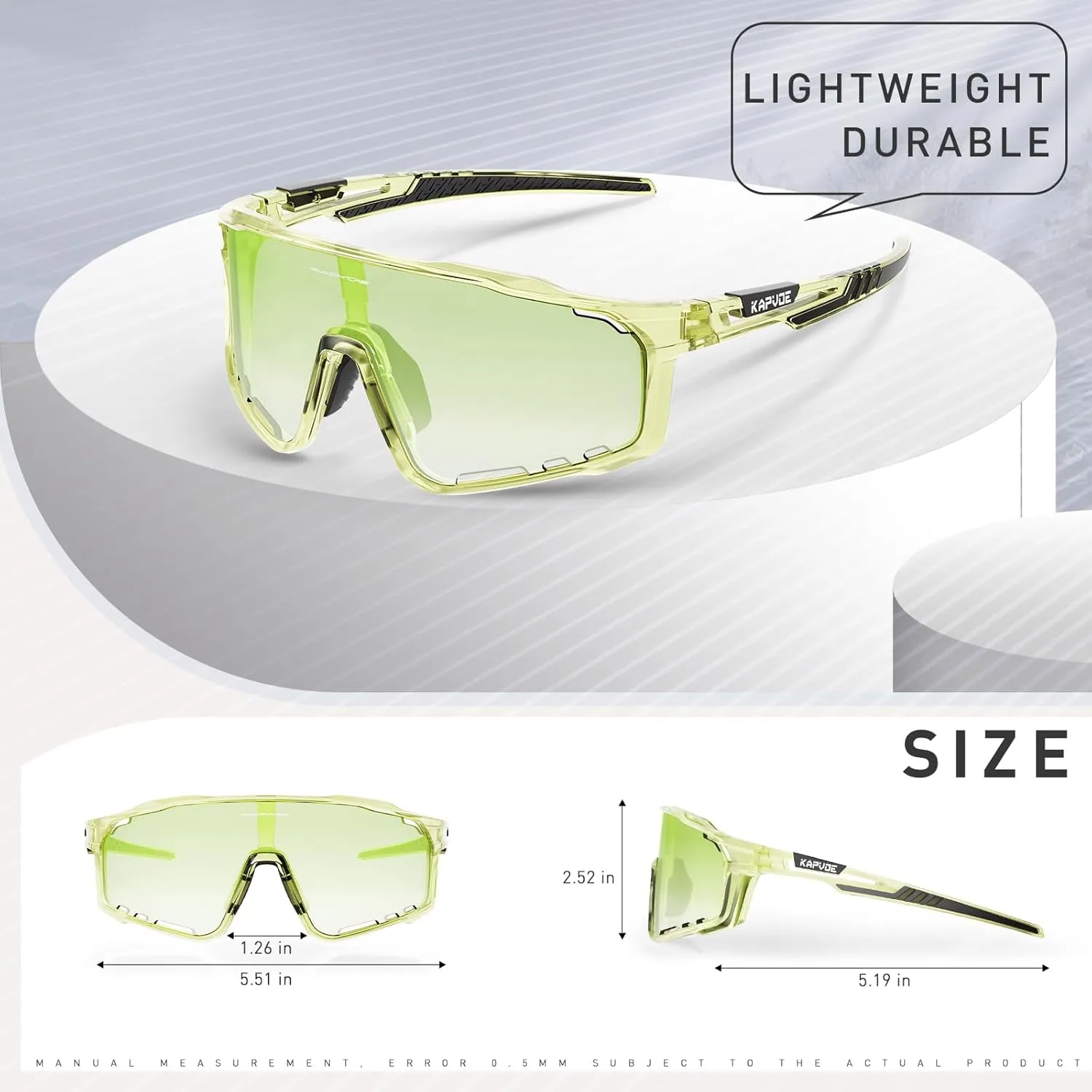 KAPVOE Polarized Cycling Glasses Men Women Mountain Bike Glasses MTB Riding TR90 Sport Sunglasses Running Bicycle K76