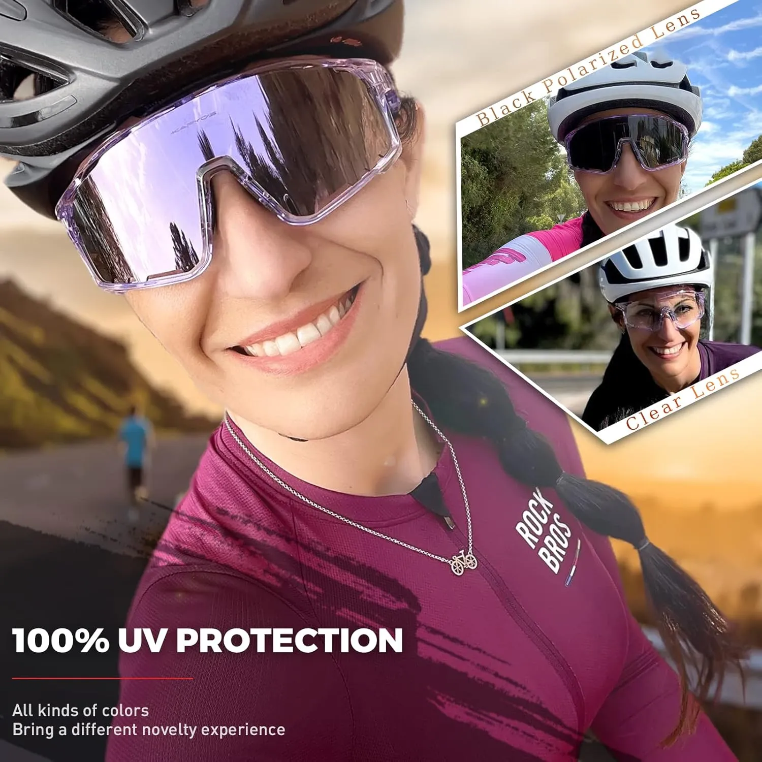 KAPVOE Polarized Cycling Glasses Men Women Mountain Bike Glasses MTB Riding TR90 Sport Sunglasses Running Bicycle K76