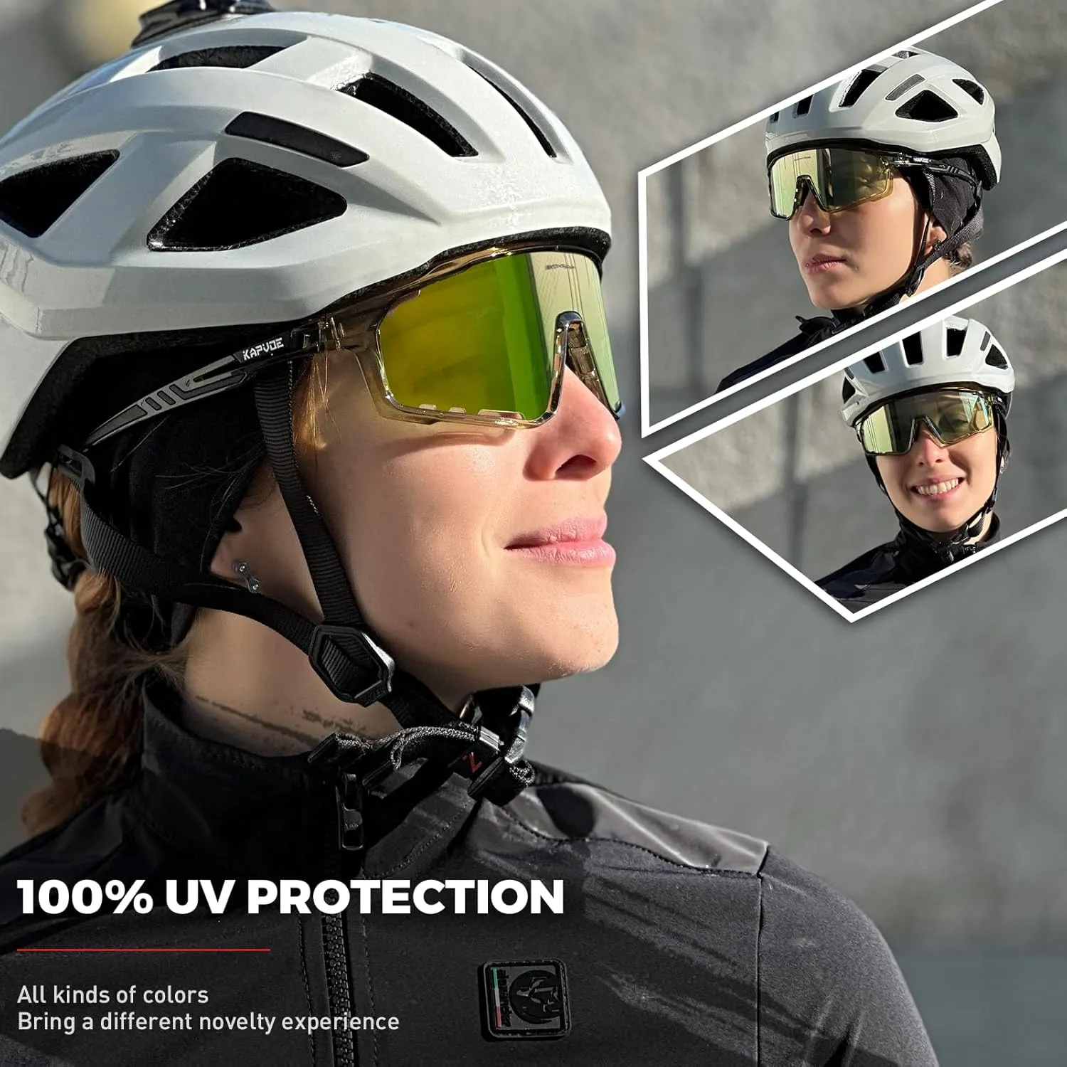 KAPVOE Polarized Cycling Glasses Men Women Mountain Bike Glasses MTB Riding TR90 Sport Sunglasses Running Bicycle K76