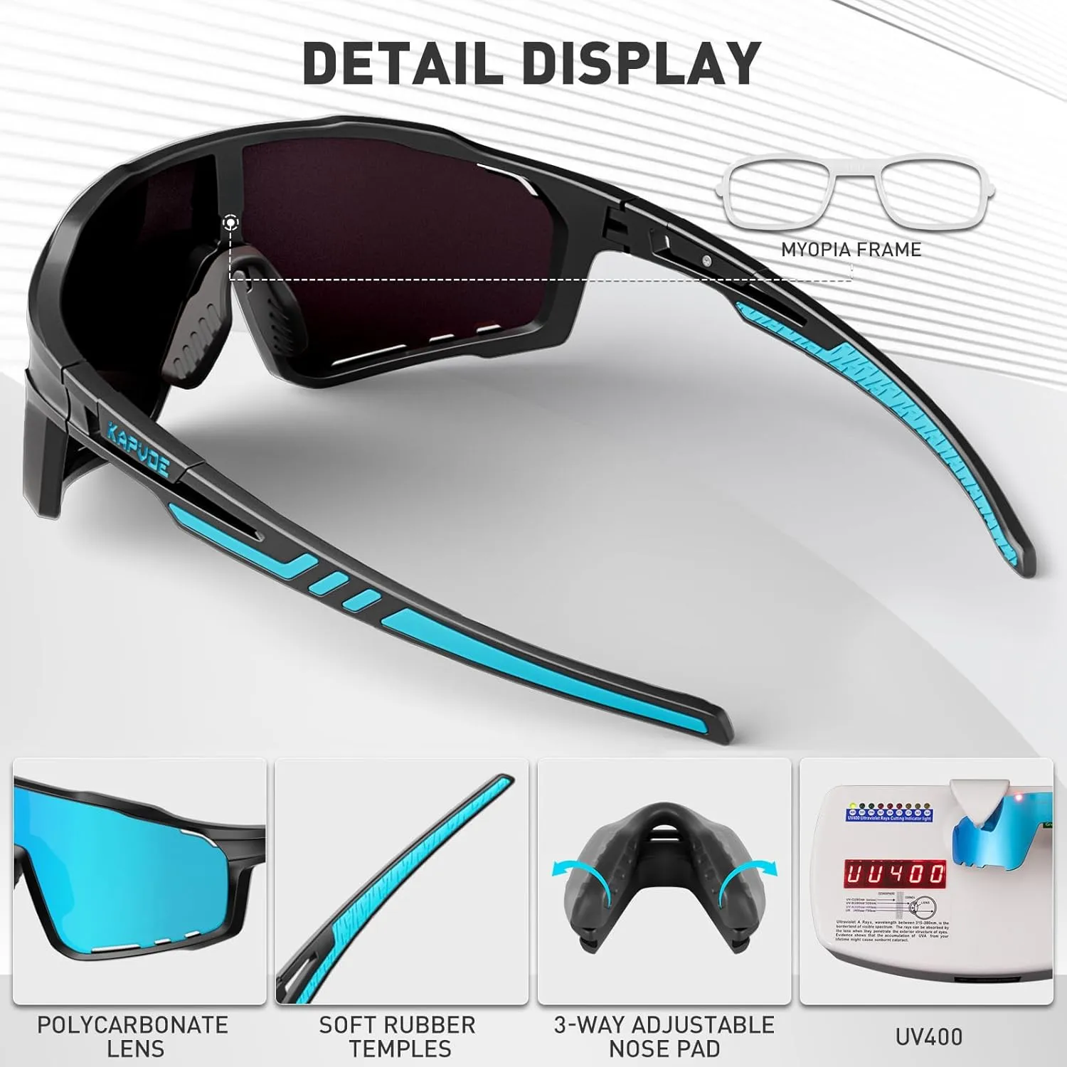 KAPVOE Polarized Cycling Glasses Men Women Mountain Bike Glasses MTB Riding TR90 Sport Sunglasses Running Bicycle K76