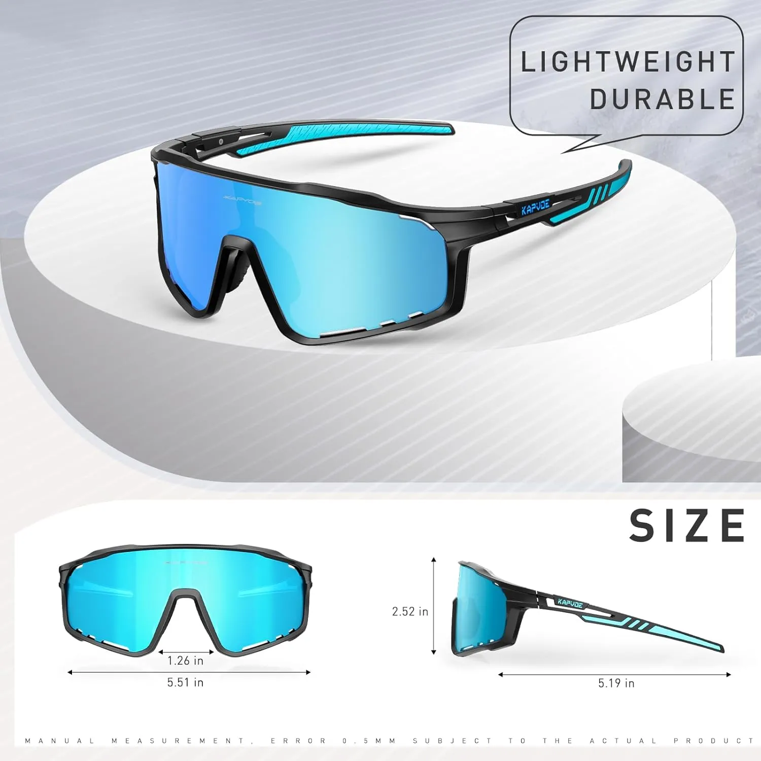 KAPVOE Polarized Cycling Glasses Men Women Mountain Bike Glasses MTB Riding TR90 Sport Sunglasses Running Bicycle K76