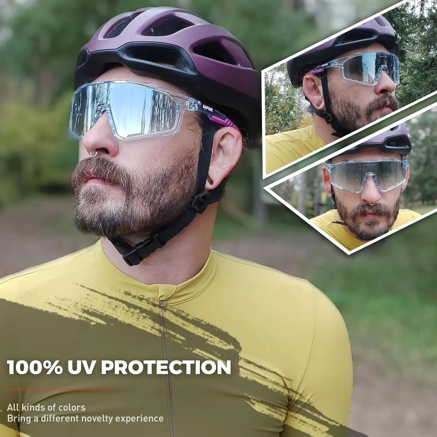 KAPVOE Polarized Cycling Glasses Men Women Mountain Bike Glasses MTB Riding TR90 Sport Sunglasses Running Bicycle K76