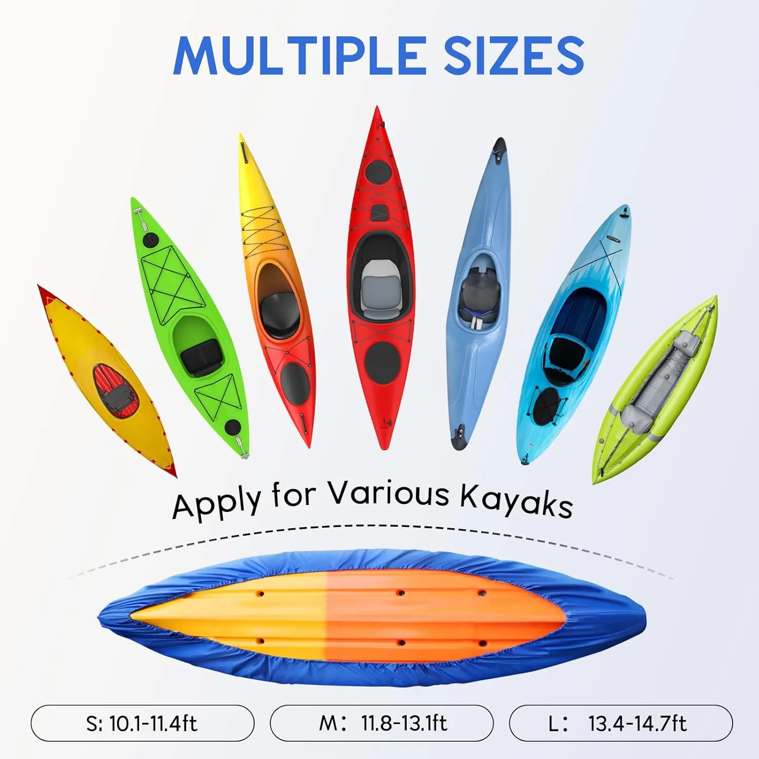 Kayak Cover Waterproof Kayak Canoe Cover Storage Dust Cover UV Protection Paddle Board Cover Fishing Boat Sunblock Shield for Outdoor Storage