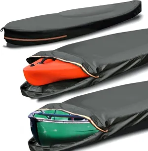 Kayak Covers 16ft 600D Tear Resistant Trailerable Kayak Cover for Outdoor Storage, Waterproof & UV-Proof Heavy Duty Canoe Cover for Indoor/Outdoor Storage(Grey) Fit 16-18ft Kayak Storage