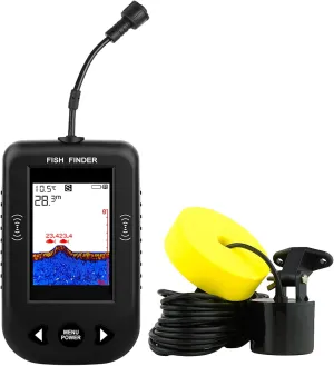 Kayak Portable Fish Finder Handheld Wired Fish Depth Finder Contour Readout Fishfinder Ice Shore Boat Fishing Fish Detector Device with Sonar Sensor Transducer and LCD Display Gear