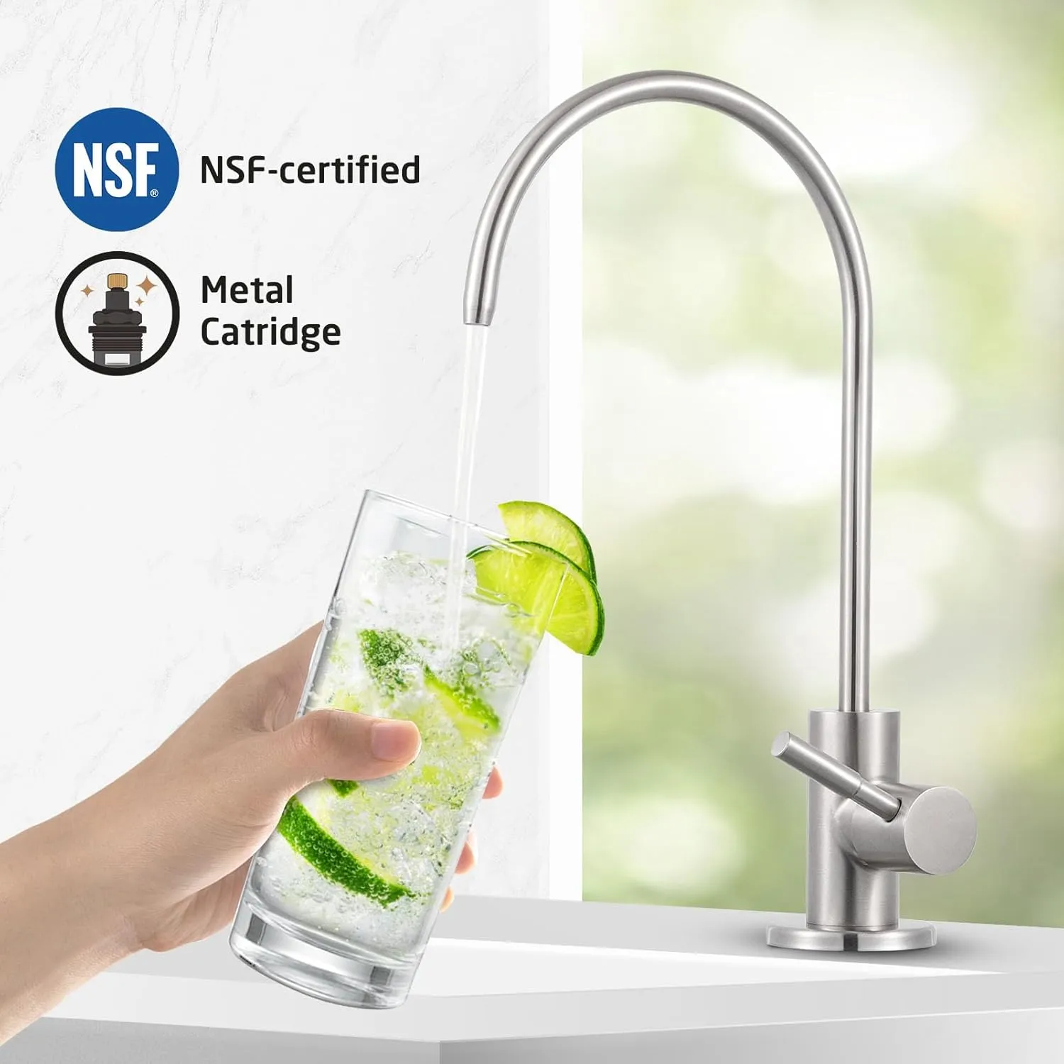 KES Drinking Water Faucet, Reverse Osmosis Faucet Filtered Water for Kitchen Sink RO Faucets for Reverse Osmosis Systems 304 Stainless Steel Brushed Finish, Z504CLFF18-BS