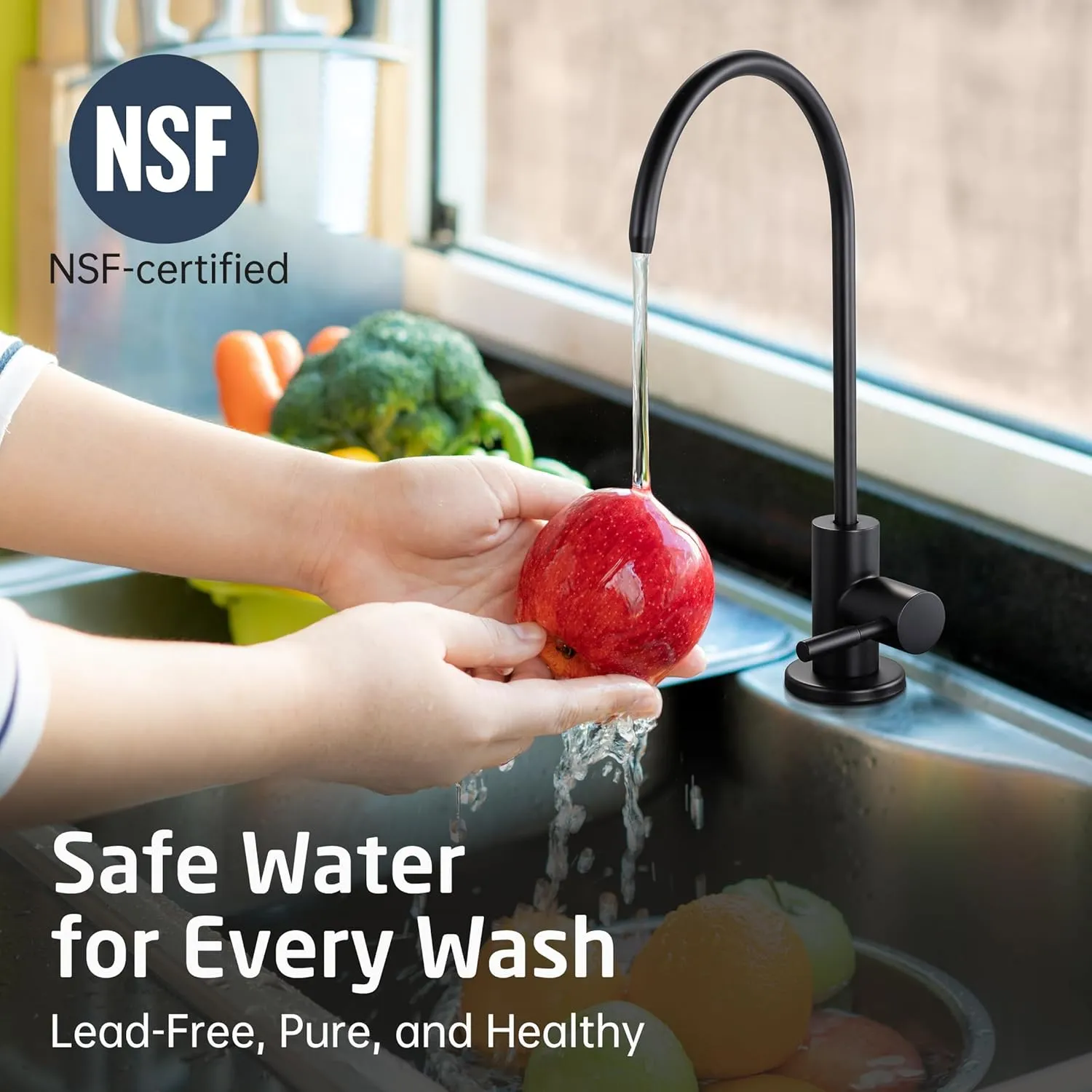 KES Reverse Osmosis Faucet NSF Black RO Lead-Free Water Filter Faucet Drinking Water Faucets Kitche Faucet 304 Stainless Steel, Z504CLFF18-BK