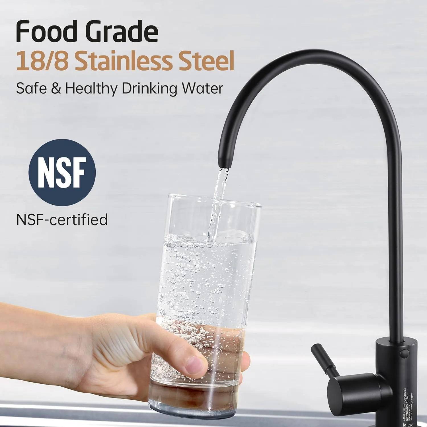 KES Reverse Osmosis Faucet NSF Black RO Lead-Free Water Filter Faucet Drinking Water Faucets Kitche Faucet 304 Stainless Steel, Z504CLFF18-BK