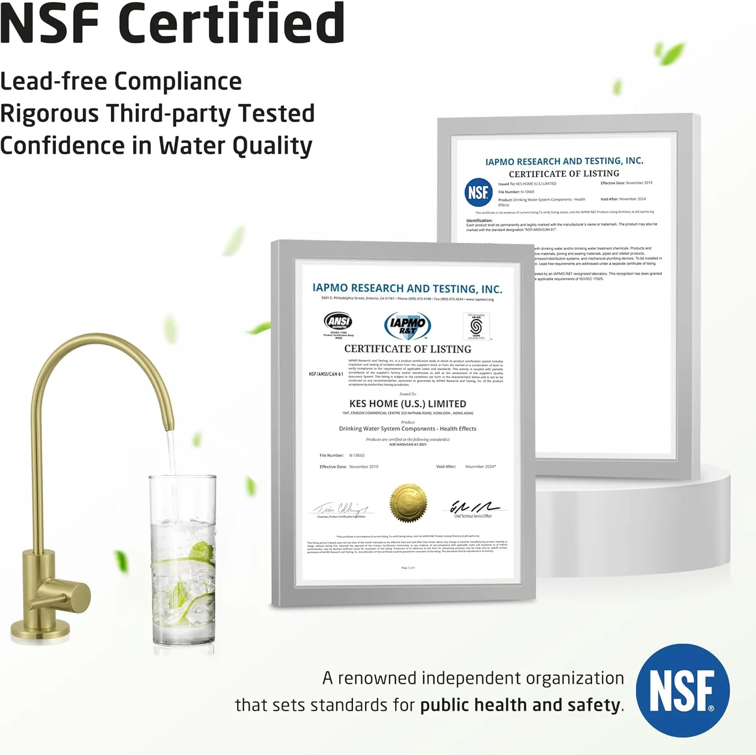 KES RO Faucet Water Filter Faucet Non-Air-Gap Drinking Water Beverage Faucets for Reverse Osmosis Systems Filtration System 304 Stainless Steel Brushed Gold, Z504CLFF18-BZ