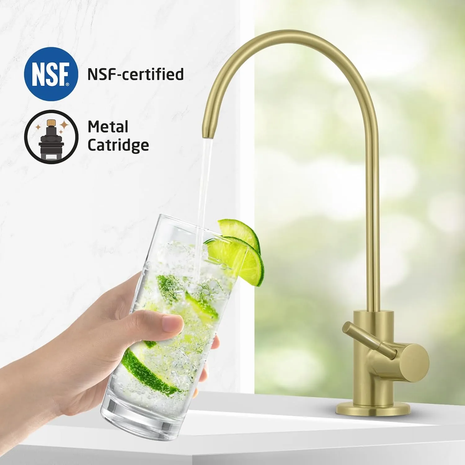 KES RO Faucet Water Filter Faucet Non-Air-Gap Drinking Water Beverage Faucets for Reverse Osmosis Systems Filtration System 304 Stainless Steel Brushed Gold, Z504CLFF18-BZ