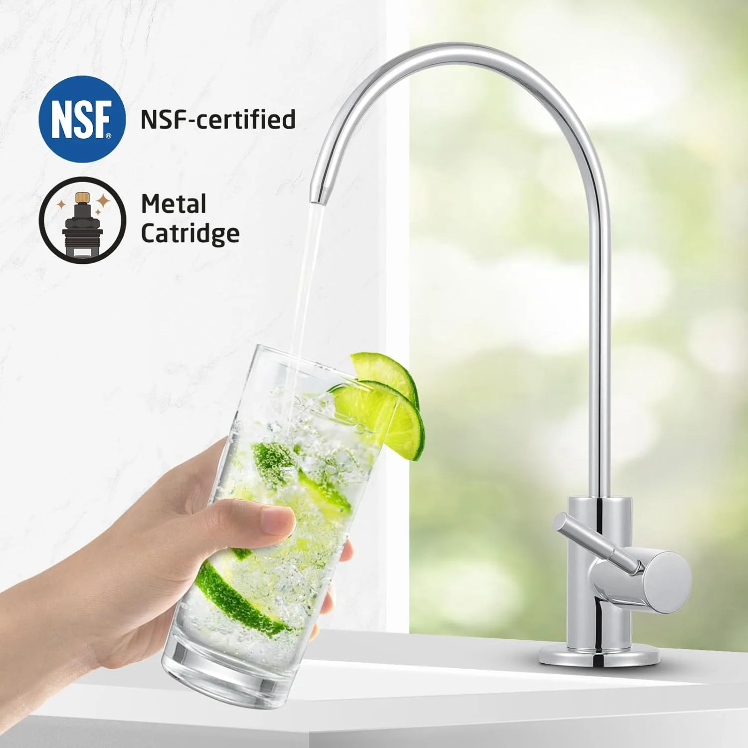 KES Water Filter Faucet for Kitchen Sink Reverse Osmosis Faucet Non-Air-Gap Drinking Water Faucet SUS304 Stainless Steel Polished Chrome, Z504CLFF18-CH