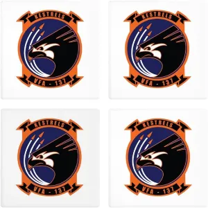 Kestrels (VFA-137), Joyride Home Decor, 4 Ceramic Coasters, 4-inch Square Drink Coasters, Set of 4, Non-Slip Cork Back, Protects Surfaces, Express Your Style.