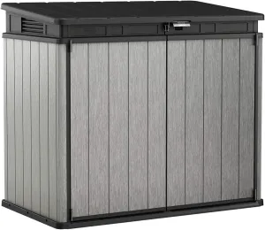 Keter Outdoor Storage Box & Patio Shed Enclosure, Outside Bin with Ventilation, Grey