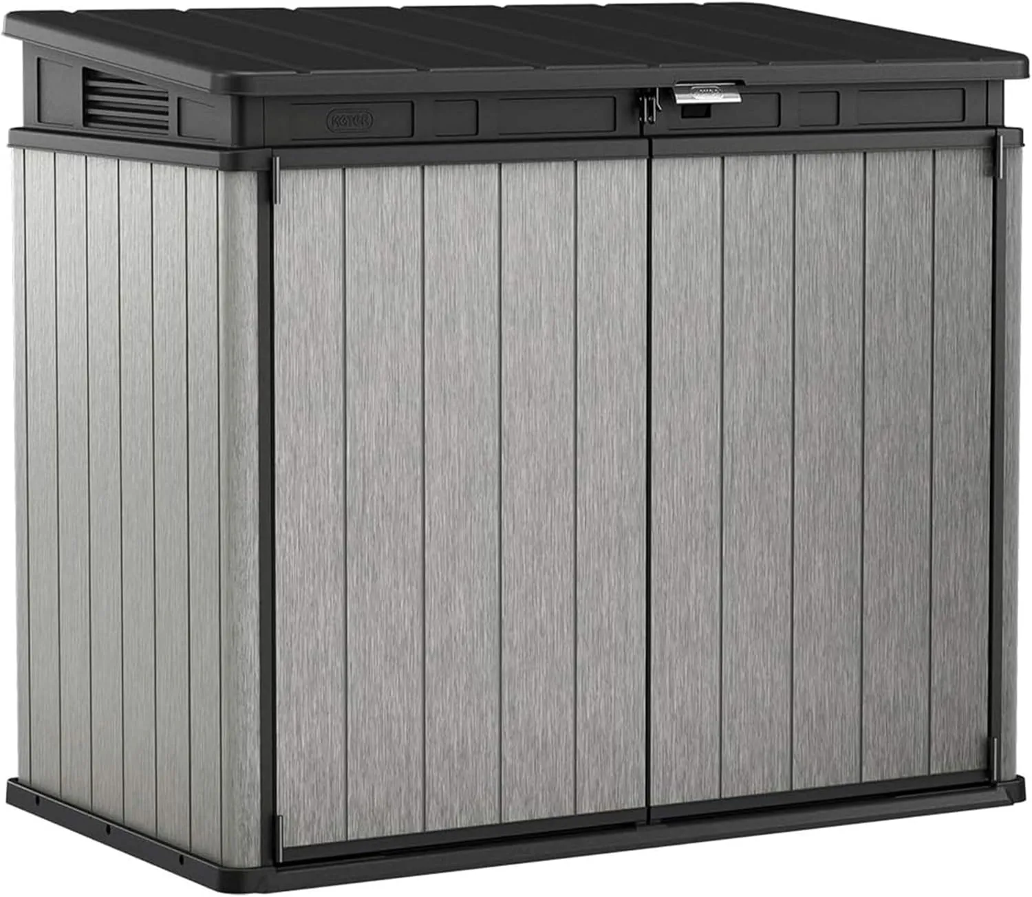 Keter Outdoor Storage Box & Patio Shed Enclosure, Outside Bin with Ventilation, Grey