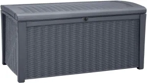 Keter Outdoor Storage Deck Box, 110 Gallon Waterproof Patio Bin, Borneo, Grey