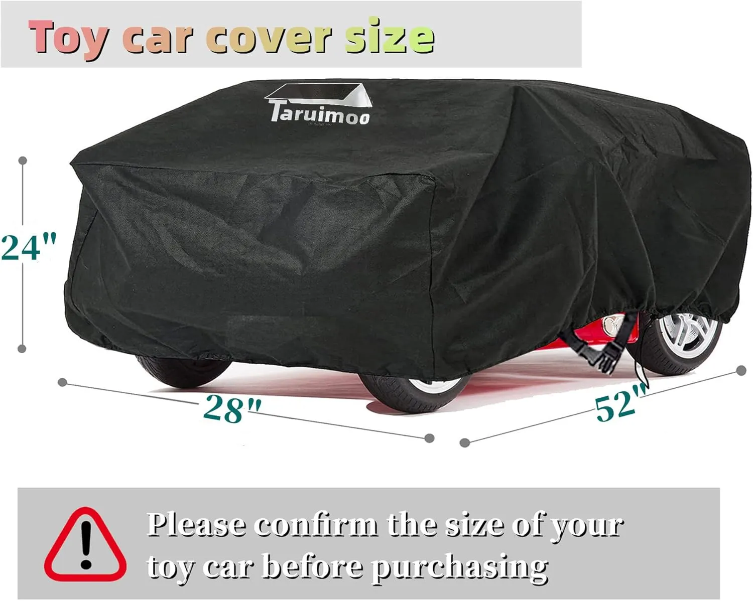 Kids Ride-On Toy Car Cover, Outdoor Heavy Duty Waterproof Cover for Electric Battery-Powered Children's Wheeled Kids Car- Universal Fit for (52" L x 28" W x 24" H) (Sedan car's)