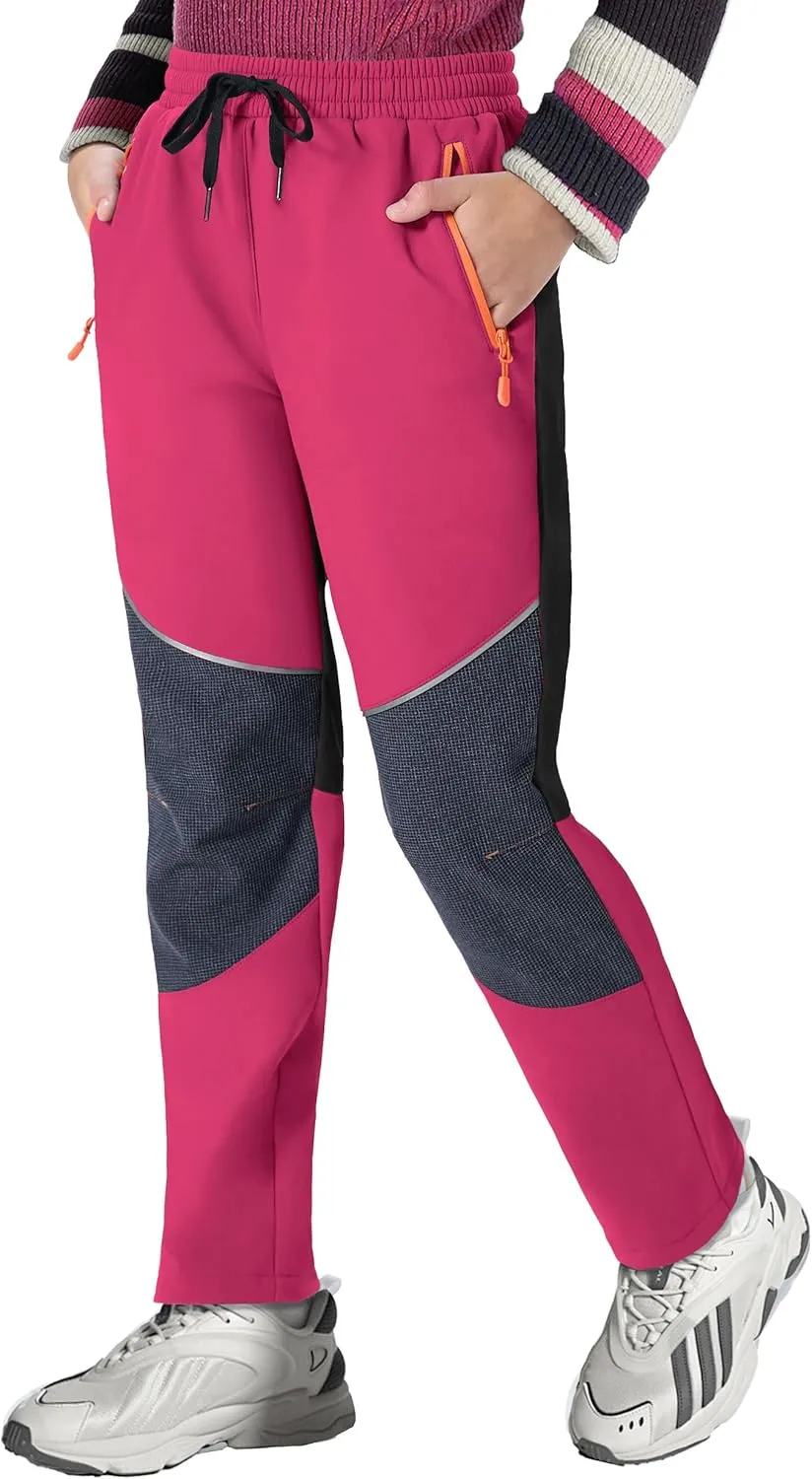 Kids Snow Ski Pants Hiking Boys Girls Outdoor Waterproof Windproof Fleece Warm Snowboard Pants