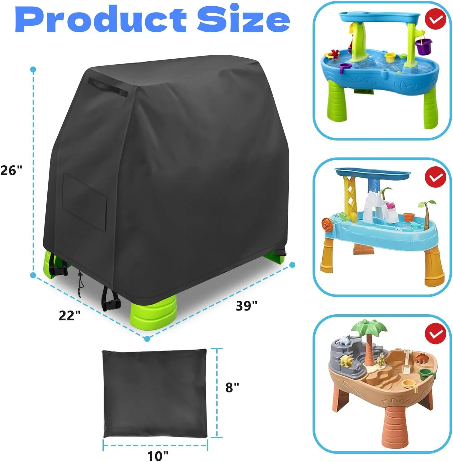 Kids Water Table Cover for Step2 Rain Showers Water Table Accessories, Outdoor Toys Waterproof Sunshade Dust Cover for Toddlers 1-3 Outdside Step 2 Watertable Toys for Kids Ages 3-5