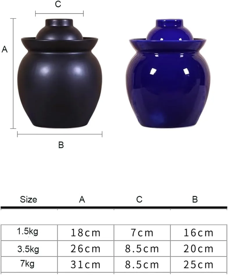 Kimchi Fermentation Container,Chinese Ceramic Pickle Jar with Lids,Fermentation Jar, Fermentation Jars Ceramic Pots, Sealed Fermentation Jars with Lids, Sauerkraut C Blue-1.5Kg