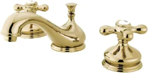 Kingston Brass KS1162AX Heritage Widespread Lavatory Faucet with Metal Cross Handle, Polished Brass,8-Inch Adjustable Center