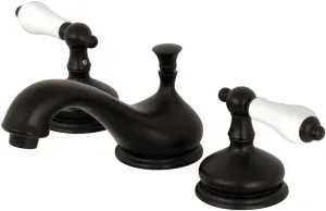 Kingston Brass KS1165PL Heritage Widespread Lavatory Faucet with Porcelain Lever Handle, Oil Rubbed Bronze, 8-Inch Adjustable Center