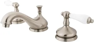 Kingston Brass KS1168PL Heritage Widespread Lavatory Faucet with Porcelain Lever Handle, Brushed Nickel